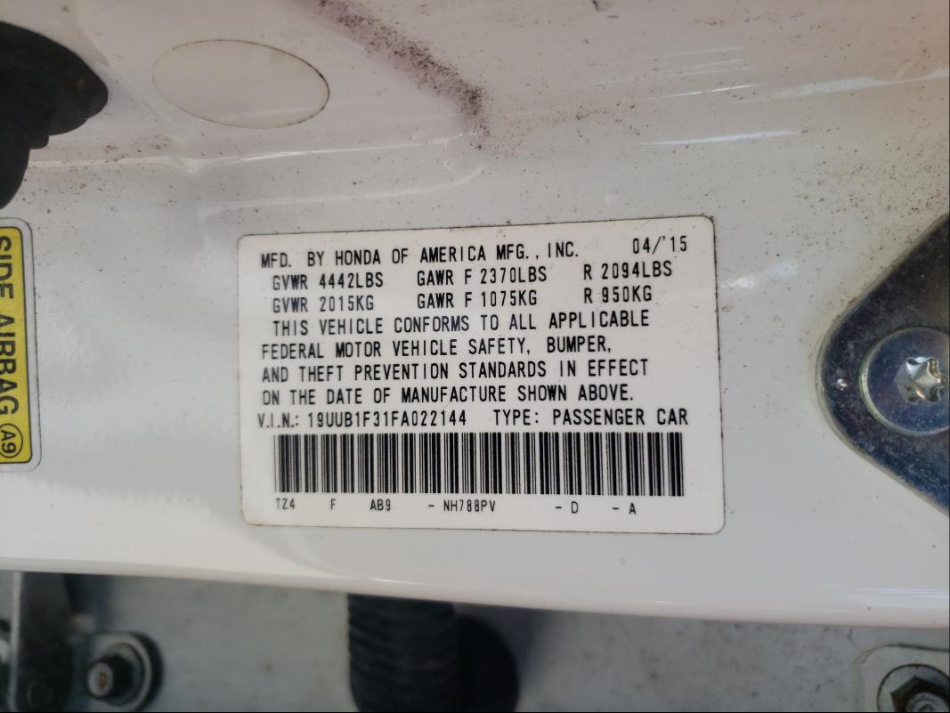 2015 ACURA TLX 19UUB1F31FA022144