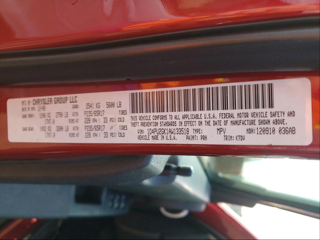 2010 DODGE NITRO SE 1D4PU2GK1AW133518