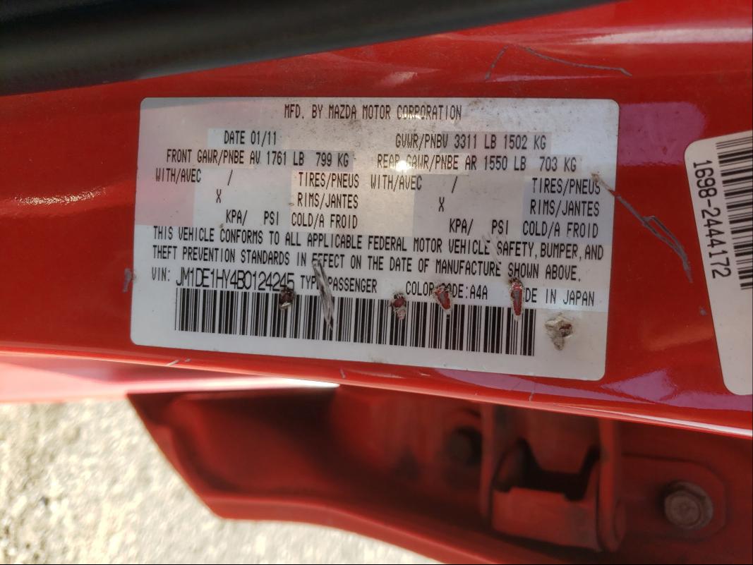 2011 MAZDA 2 JM1DE1HY4B0124245