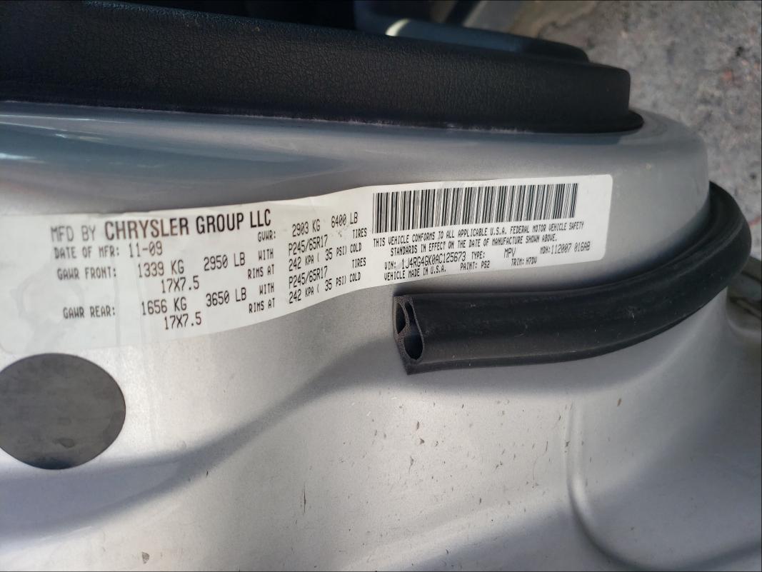 2010 JEEP COMMANDER 1J4RG4GK0AC125673
