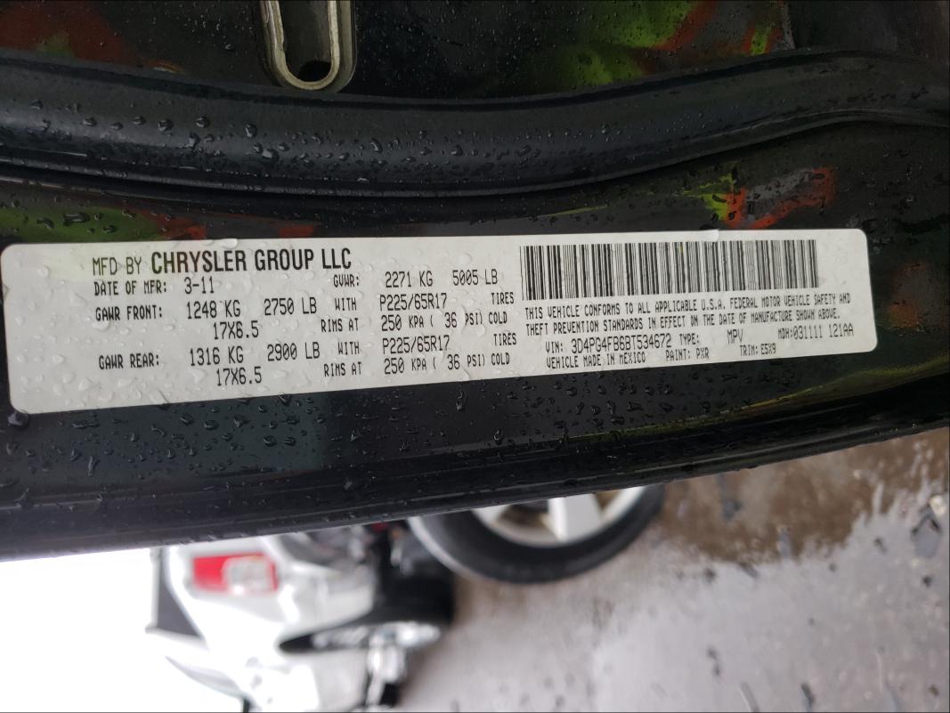 2011 DODGE JOURNEY EX 3D4PG4FB6BT534672