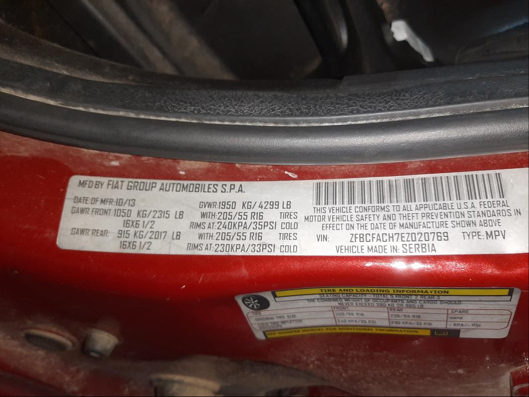2014 FIAT 500L LOUNG ZFBCFACH7EZ020769