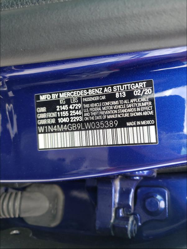 2020 MERCEDES-BENZ GLB 250 W1N4M4GB9LW035389