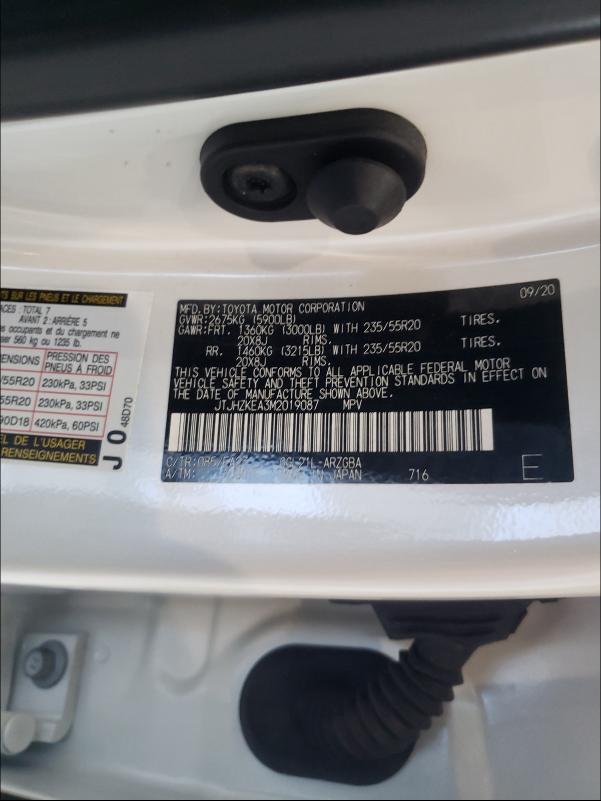 2021 LEXUS RX 350 L JTJHZKEA3M2019087