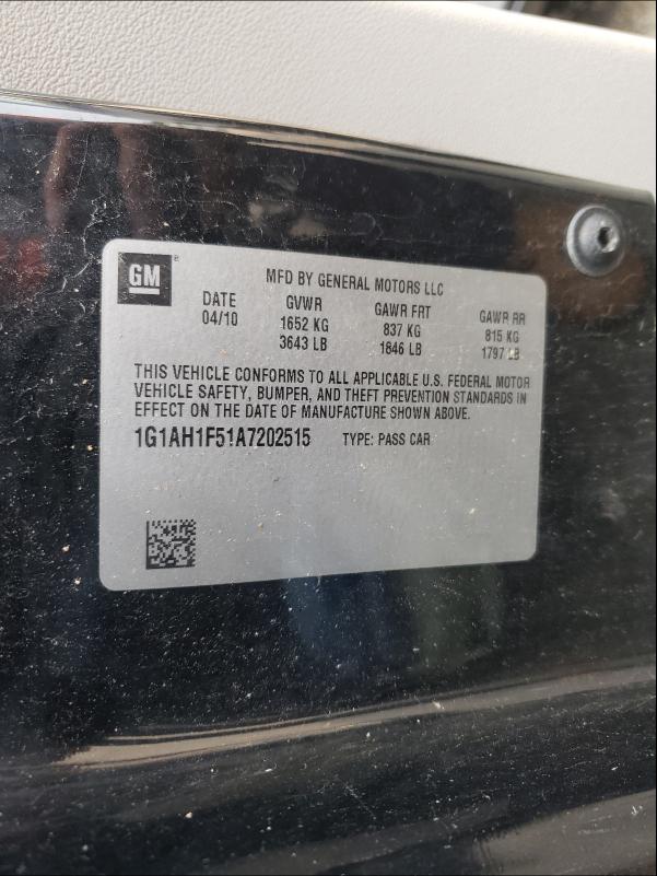2010 CHEVROLET COBALT 1G1AH1F51A7202515