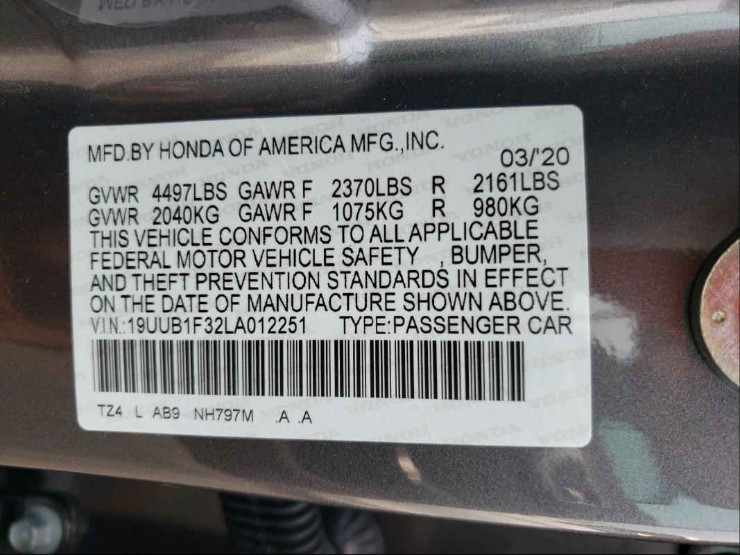 2020 ACURA TLX 19UUB1F32LA012251
