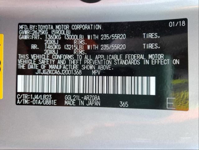 2018 LEXUS RX 350 L JTJGZKCA6J2001368