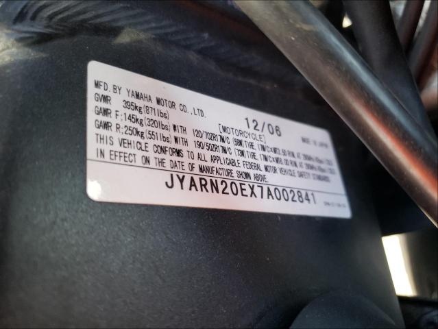 2007 YAMAHA YZFR1 JYARN20EX7A002841