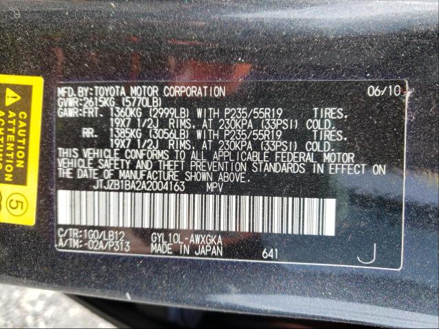 2010 LEXUS RX 450 JTJZB1BA2A2004163