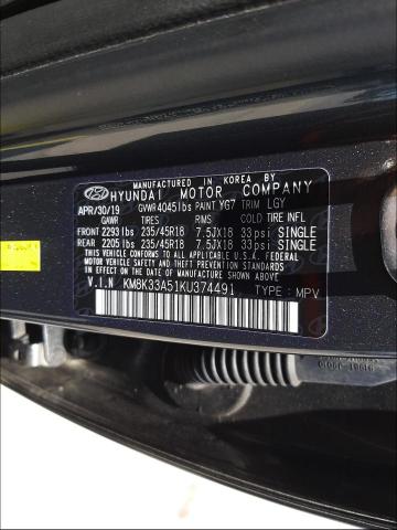2019 HYUNDAI KONA LIMIT KM8K33A51KU374491