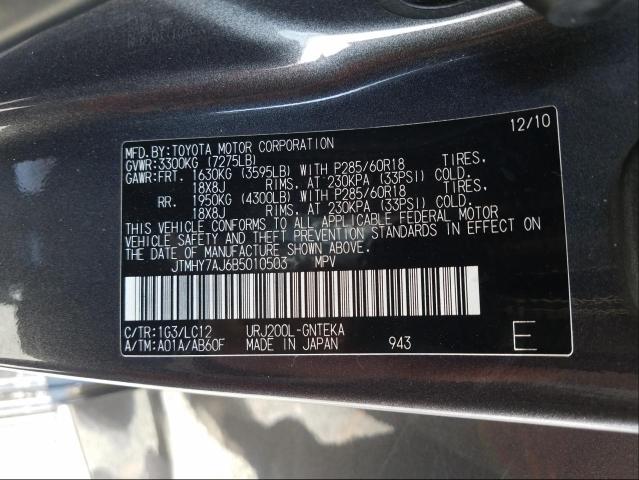 2011 TOYOTA LAND CRUIS JTMHY7AJ6B5010503