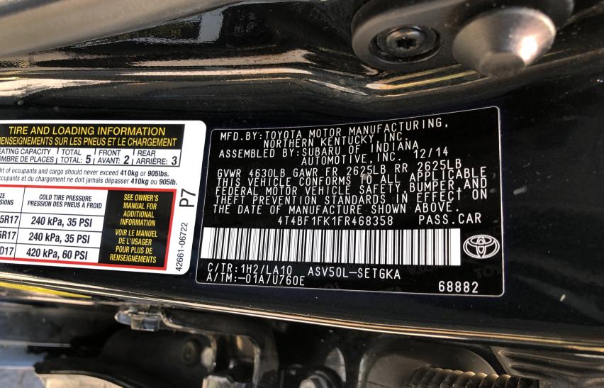 2015 TOYOTA CAMRY LE - 4T4BF1FK1FR468358