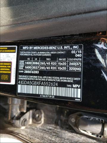 2015 MERCEDES-BENZ ML 400 4MA 4JGDA5GBXFA552624