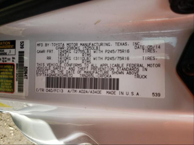 2014 TOYOTA TACOMA PRE 5TFTX4GN4EX034670