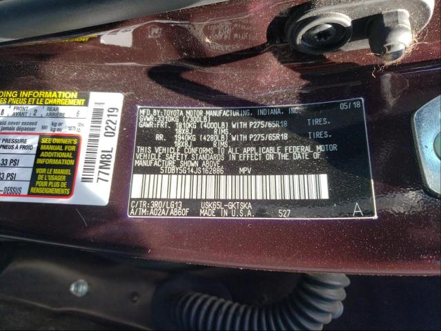 2018 TOYOTA SEQUOIA SR 5TDBY5G14JS162886