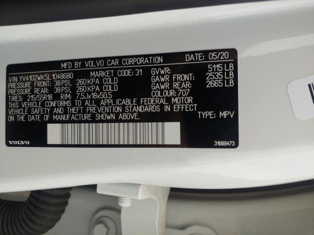 2020 VOLVO V60 CROSS YV4102WK5L1048680