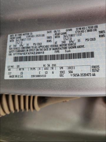 2015 FORD F150 4WD 1FTFW1EFXFKE29915