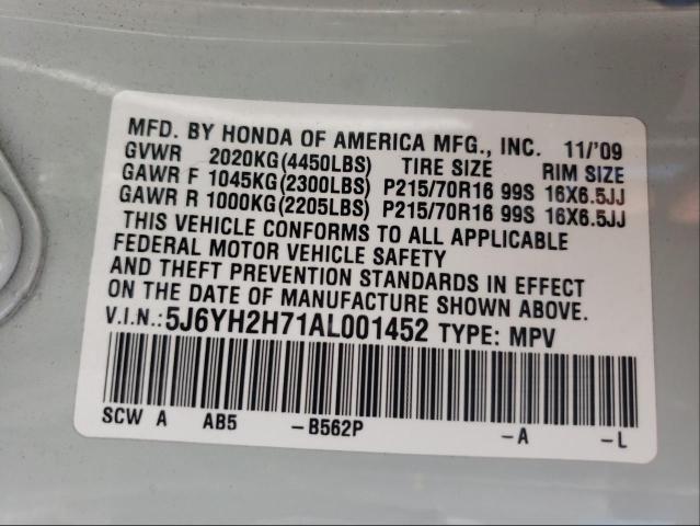 2010 HONDA ELEMENT EX 5J6YH2H71AL001452