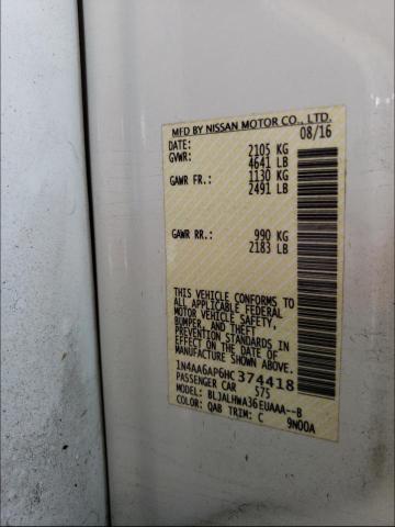 2017 NISSAN MAXIMA 1N4AA6AP6HC374418