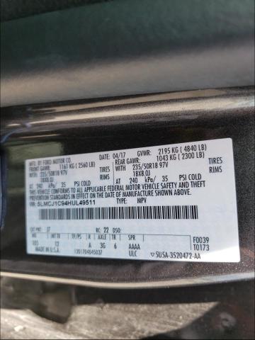 2017 LINCOLN MKC PREMIE 5LMCJ1C94HUL49511