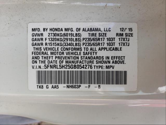 2016 HONDA ODYSSEY LX 5FNRL5H25GB054276