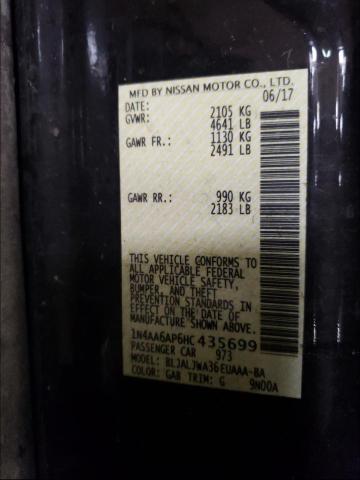 2017 NISSAN MAXIMA SV 1N4AA6AP6HC435699