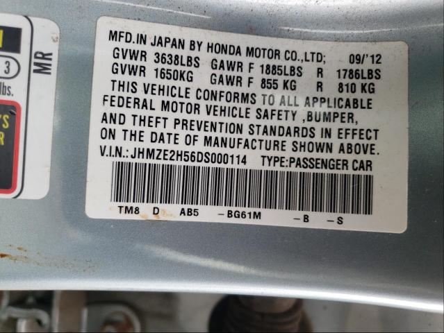 2013 HONDA INSIGHT LX JHMZE2H56DS000114