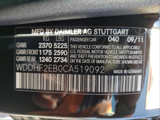 2012 MERCEDES-BENZ E 350 BLUE WDDHF2EB0CA519092