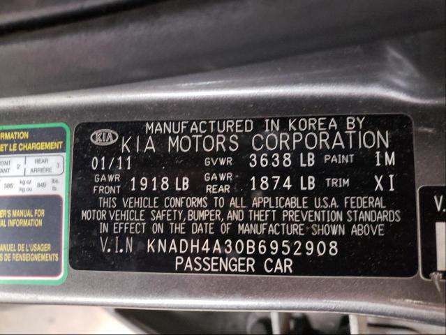2011 KIA RIO BASE KNADH4A30B6952908