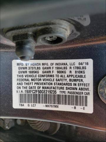 2016 HONDA CIVIC LX 19XFC2F50GE219235