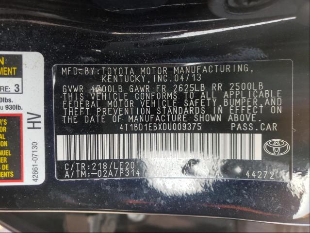 2013 TOYOTA AVALON HYB 4T1BD1EBXDU009375