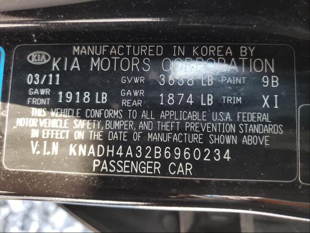 2011 KIA RIO BASE KNADH4A32B6960234