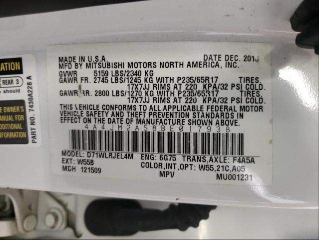 2011 MITSUBISHI ENDEAVOR L 4A4JM2AS8BE017938