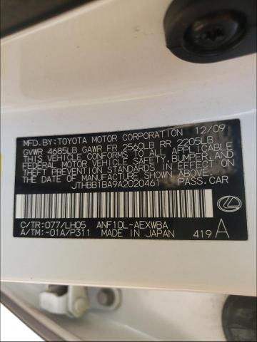 2010 LEXUS HS 250H JTHBB1BA9A2020461