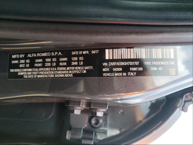 2017 ALFA ROMEO GIULIA ZARFAEBN3H7551707