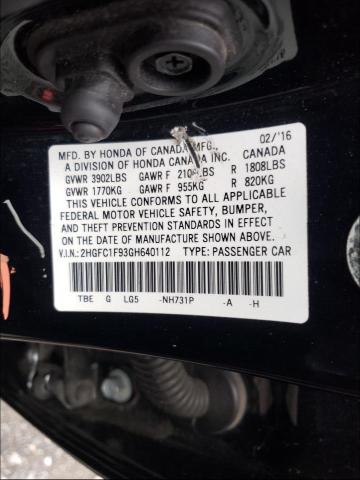 2016 HONDA CIVIC TOUR 2HGFC1F93GH640112