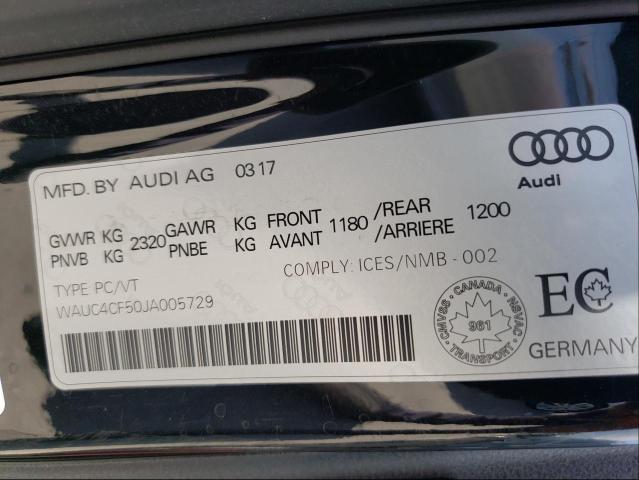 2018 AUDI S5 PRESTIG WAUC4CF50JA005729