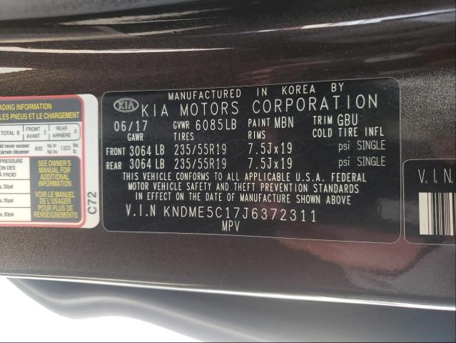 2018 KIA SEDONA SXL KNDME5C17J6372311
