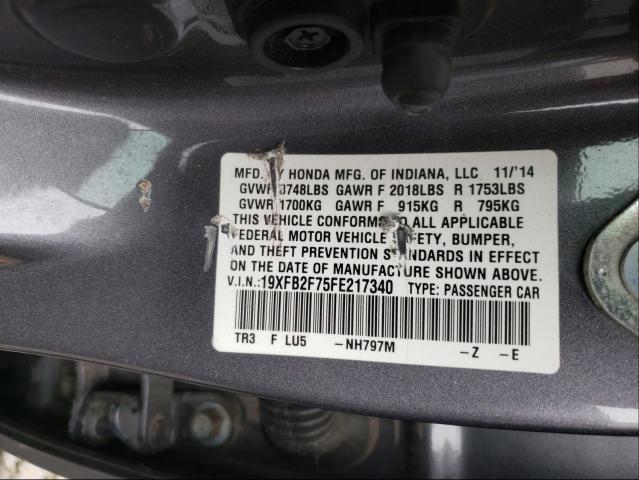 2015 HONDA CIVIC SE 19XFB2F75FE217340