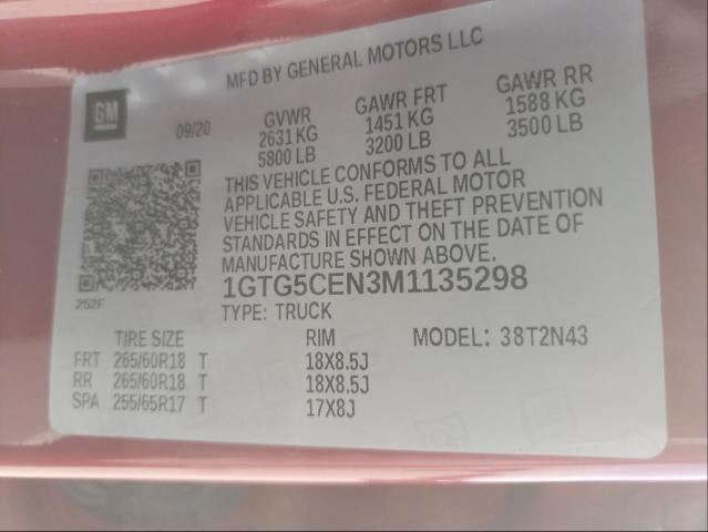 2021 GMC CANYON ELE 1GTG5CEN3M1135298