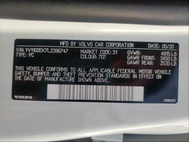 2020 VOLVO V60 T5 MOM YV1102EK7L2396747