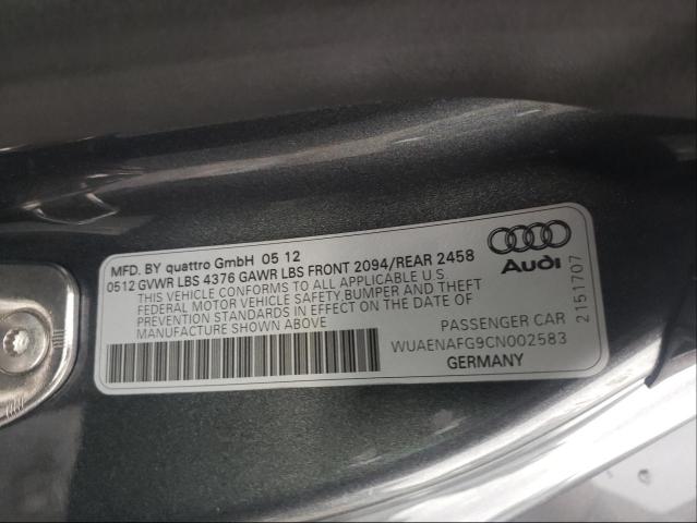 2012 AUDI R8 5.2 QUA WUAENAFG9CN002583