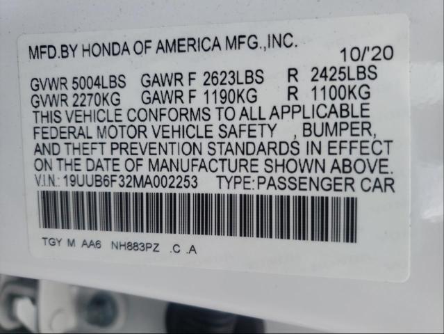 2021 ACURA TLX 19UUB6F32MA002253