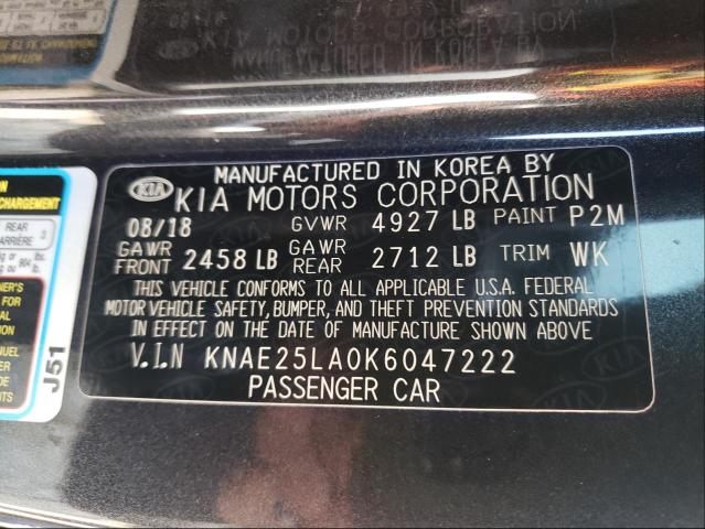 2019 KIA STINGER PR KNAE25LA0K6047222