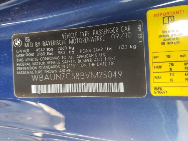 2011 BMW 135 I WBAUN7C58BVM25049