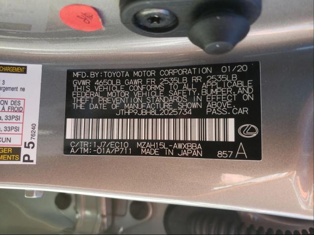 2020 LEXUS UX 250H JTHP9JBH8L2025734