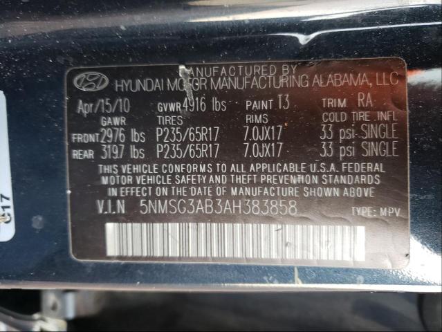 2010 HYUNDAI SANTA FE 5NMSG3AB3AH383858