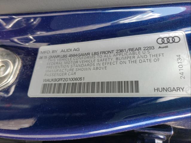 2016 AUDI A3 PRESTIG WAUK8GFF2G1006051