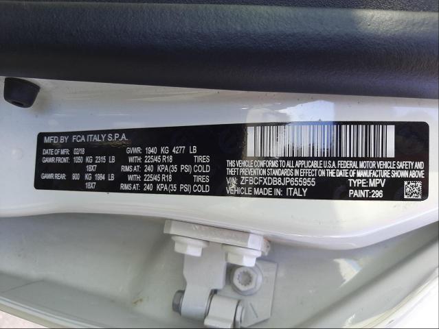 2018 FIAT 500X LOUNG ZFBCFXDB8JP655955
