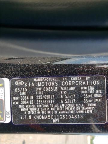 2016 KIA SEDONA L KNDMA5C11G6104813